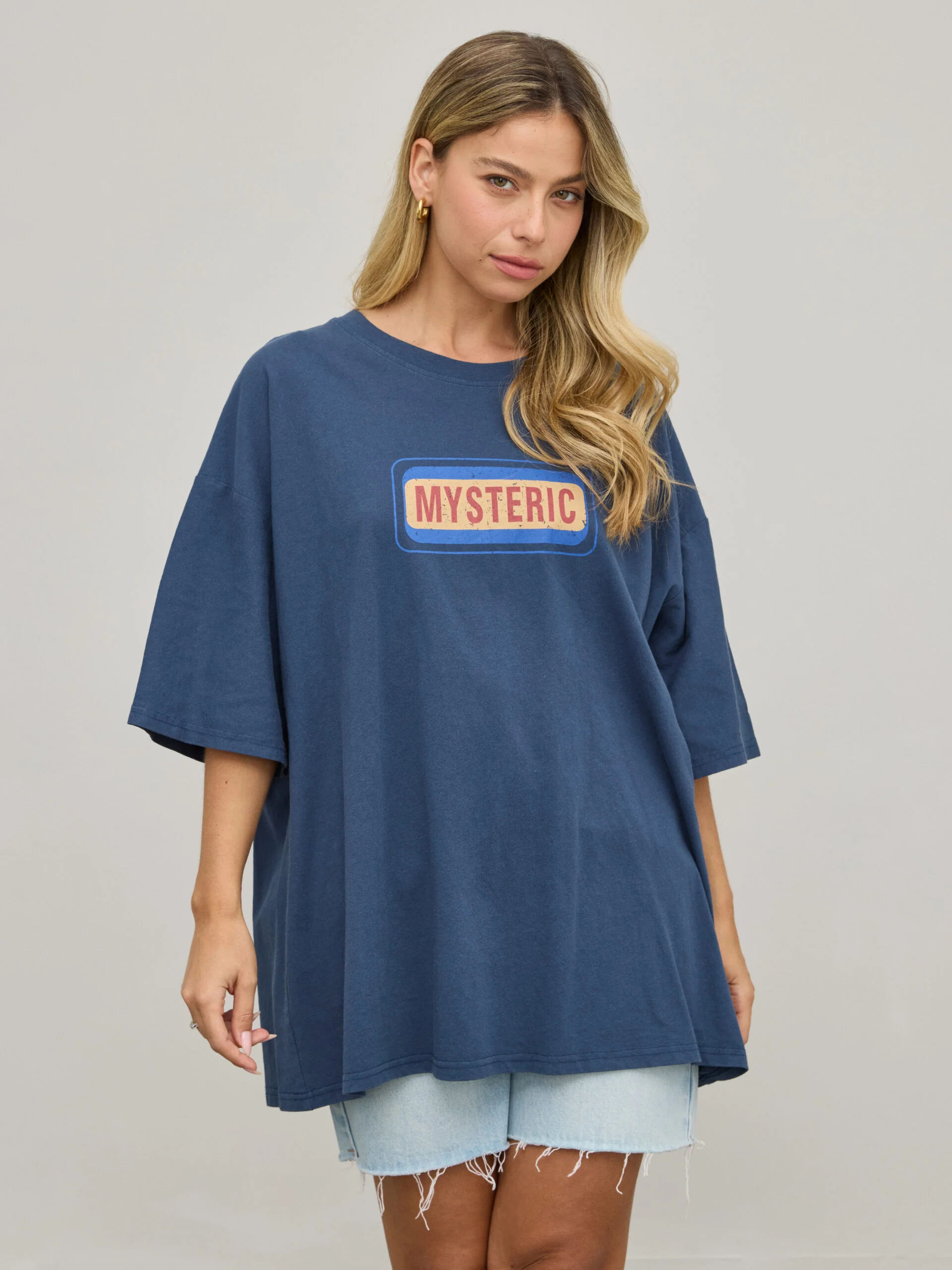 טישירט אוברסייז פרינט MYSTERIC | כחול